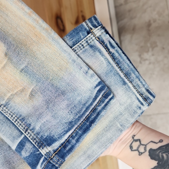 Free People Super Rare Unique Tie Dye Bleach Dirty Wash Jeans Size 29 Paintbrush - Picture 8 of 16